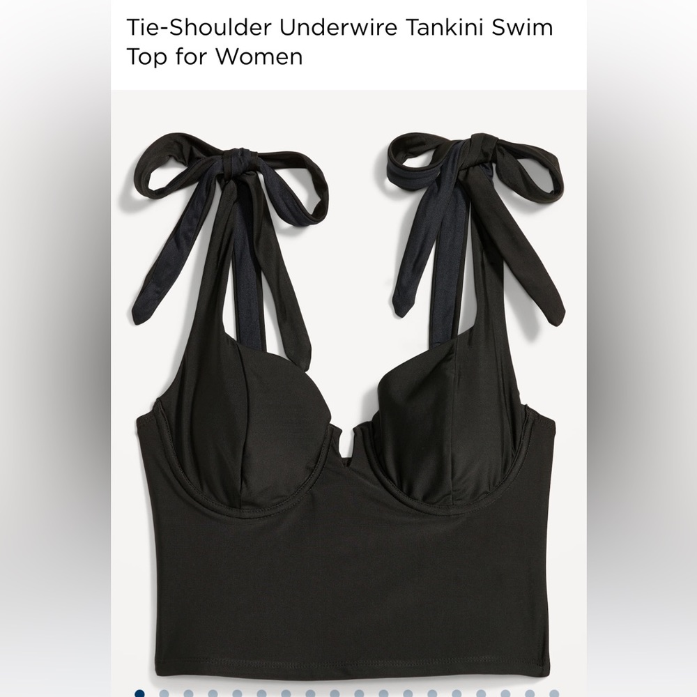 Old Navy Tie-Shoulder Underwire Tankini Swim Top for Women NWT in Black